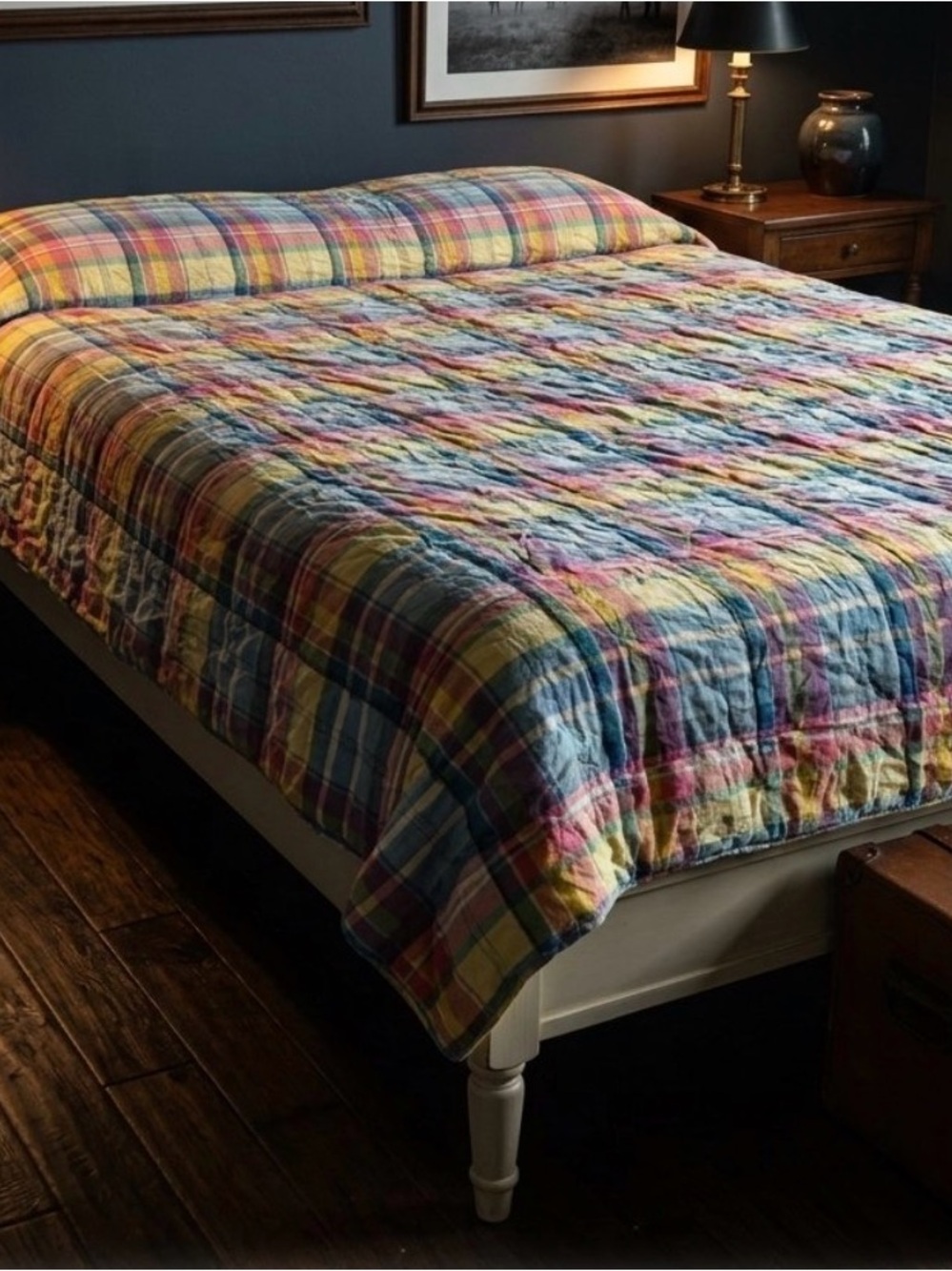 Ralph Lauren 100% Cotton Multicolor Plaid Quilted Comforter - queen/full